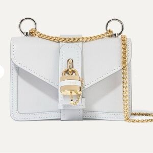 CHLOE: Aby Mini Leather Shoulder Bag in Light Cloud